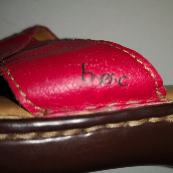 B.O.C. Born Concept Ladies Size 8 Red Leather Upper Wedge Sandals - Picture 5 of 7